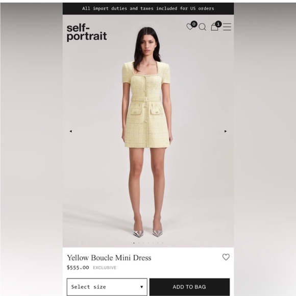 SELF PORTRAIT Mini Tweed Yellow Dress - Picture 2 of 3